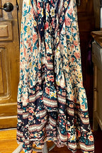 Boho Ruffle Long Dress, Hippie Dress, Open back Dress, Bohemian Festival Ethnic Dress, Boho Chic Dress, Beach Halter Ruffle Gypsy Dress