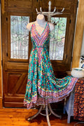 Boho Ruffle Long Dress, Hippie Dress, Open back Dress, Bohemian Festival Ethnic Dress, Boho Chic Dress, Beach Halter Ruffle Gypsy Dress