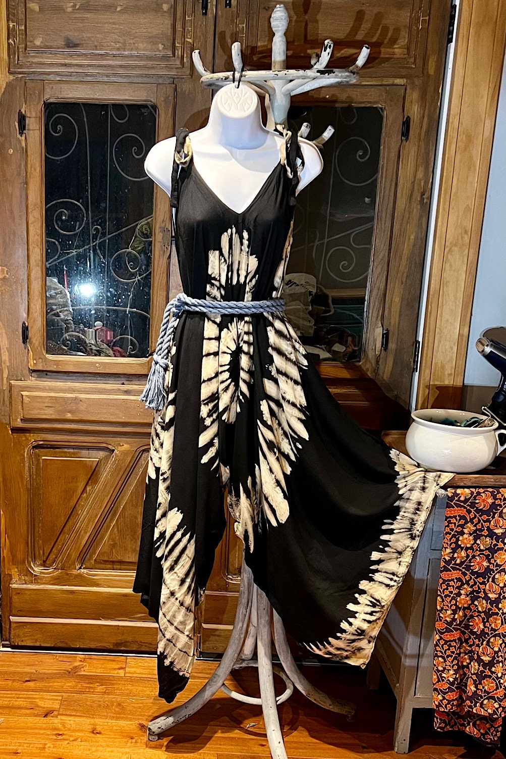 Boho Tie Dye Jumpsuit, Bohemian Clothing, Boho jumpsuit Harem Pants, Loose Yoga Festival Pants, Wide Leg Women Festival Pants, Hippie Pants