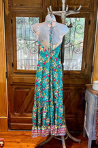 Boho Ruffle Long Dress, Hippie Dress, Open back Dress, Bohemian Festival Ethnic Dress, Boho Chic Dress, Beach Halter Ruffle Gypsy Dress