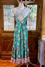 Boho Ruffle Long Dress, Hippie Dress, Open back Dress, Bohemian Festival Ethnic Dress, Boho Chic Dress, Beach Halter Ruffle Gypsy Dress