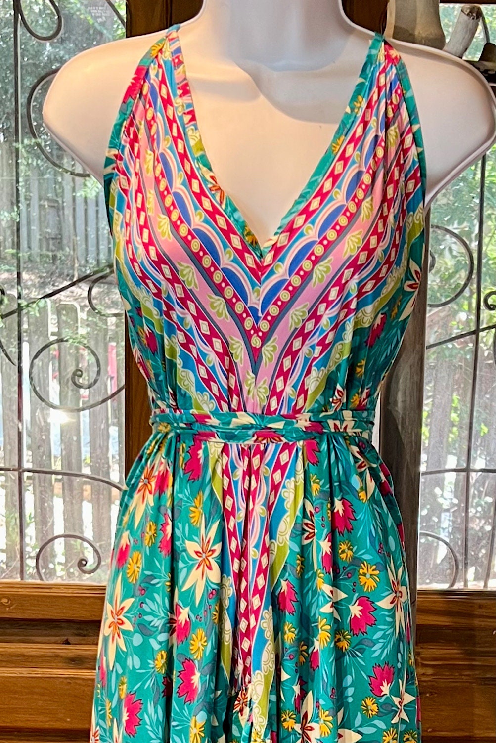 Boho Ruffle Long Dress, Hippie Dress, Open back Dress, Bohemian Festival Ethnic Dress, Boho Chic Dress, Beach Halter Ruffle Gypsy Dress
