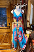 Boho Tie Dye Jumpsuit, Bohemian Clothing, Boho jumpsuit Harem Pants, Loose Yoga Festival Pants, Wide Leg Women Festival Pants, Hippie Pants