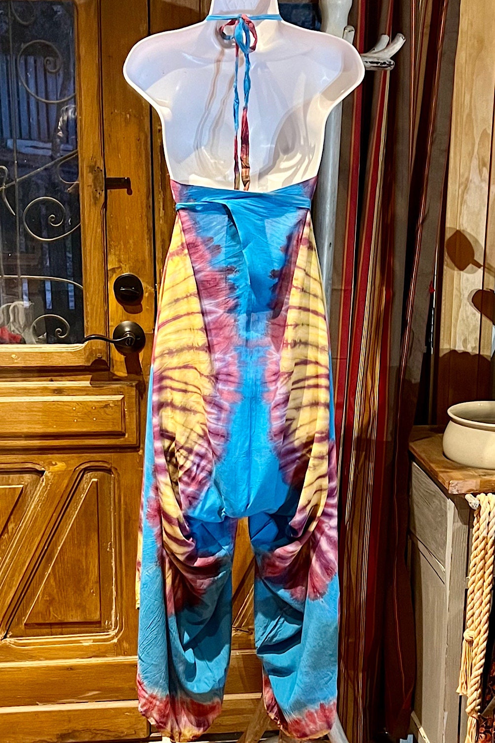 Boho Tie Dye Jumpsuit, Bohemian Clothing, Boho jumpsuit Harem Pants, Loose Yoga Festival Pants, Wide Leg Women Festival Pants, Hippie Pants