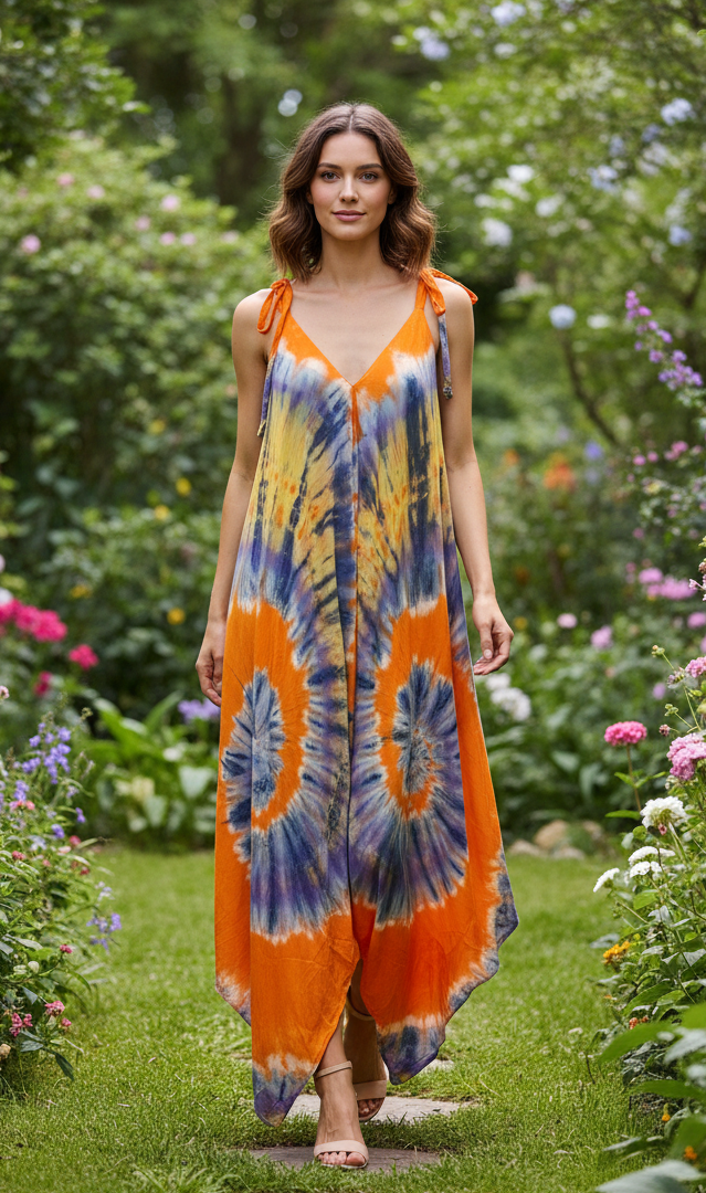 Tie Dye, Hippie, Festival, Om, Bohemian pants, detail view from Ariel La Boutique
