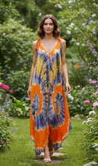Tie Dye, Hippie, Festival, Om, Bohemian pants, detail view from Ariel La Boutique
