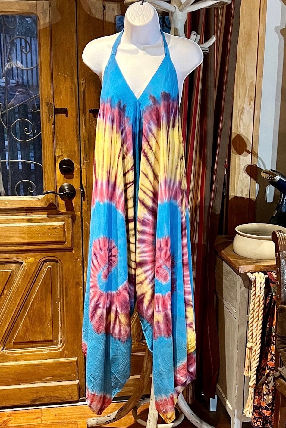Boho Tie Dye Jumpsuit, Bohemian Clothing, Boho jumpsuit Harem Pants, Loose Yoga Festival Pants, Wide Leg Women Festival Pants, Hippie Pants