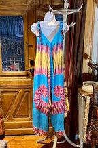 Boho Tie Dye Jumpsuit, Bohemian Clothing, Boho jumpsuit Harem Pants, Loose Yoga Festival Pants, Wide Leg Women Festival Pants, Hippie Pants
