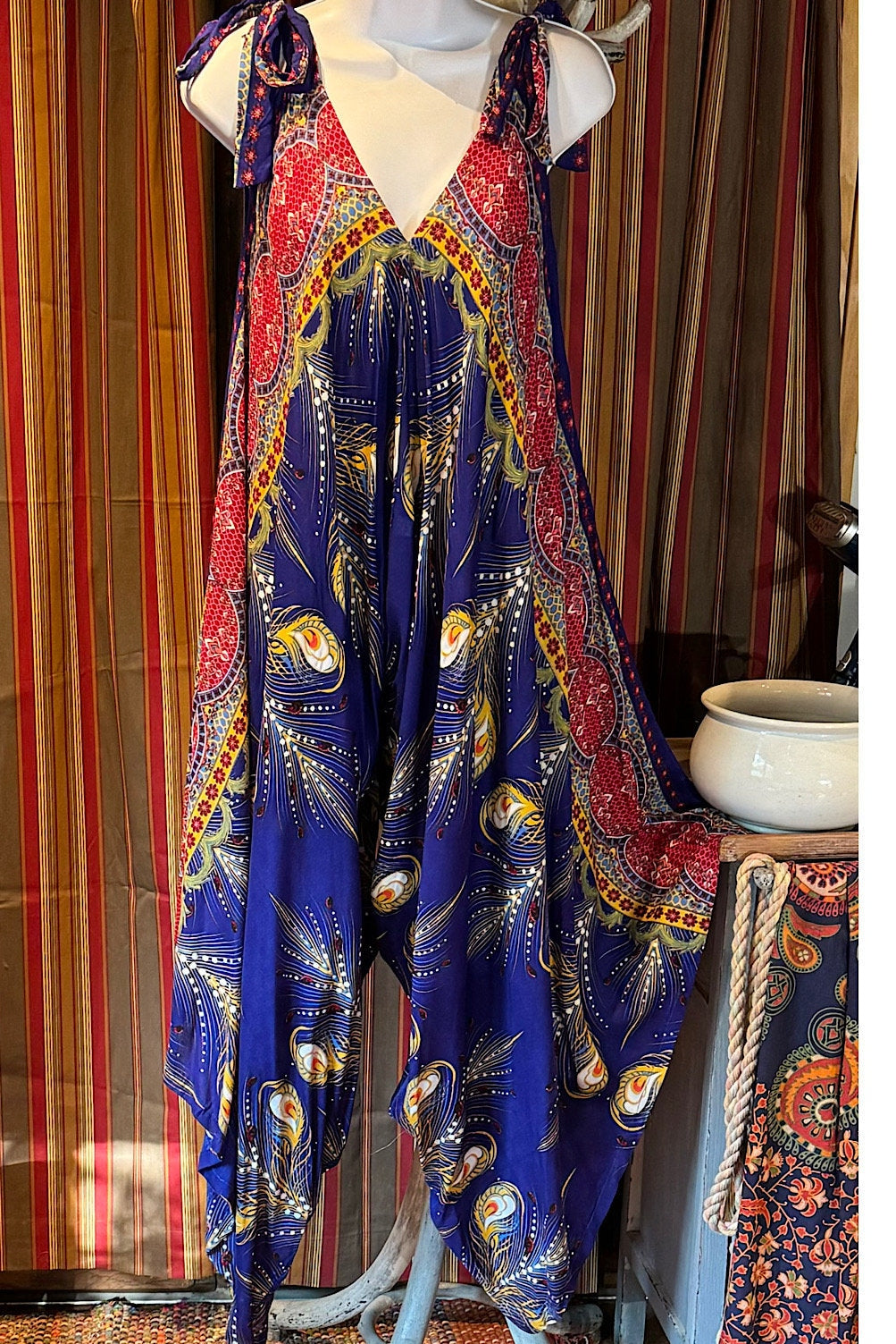 Boho Jumpsuit, Bohemian Clothing, Boho jumpsuit Harem Pants, Loose Yoga Festival Pants, Wide Leg Women Festival Pants, Hippie Summer Romper