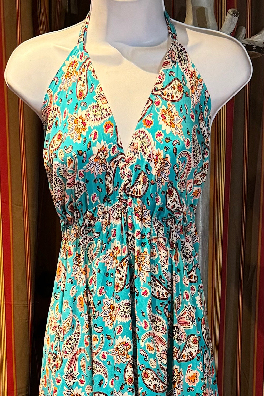 Boho Long Ruffle Dress, Hippie Dress, Open back Dress, Bohemian Festival Ethnic Dress, Boho Dress, Beach Halter Ruffle Boho Gypsy Dress