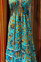 Boho Long Ruffle Dress, Hippie Dress, Open back Dress, Bohemian Festival Ethnic Dress, Boho Dress, Beach Halter Ruffle Boho Gypsy Dress