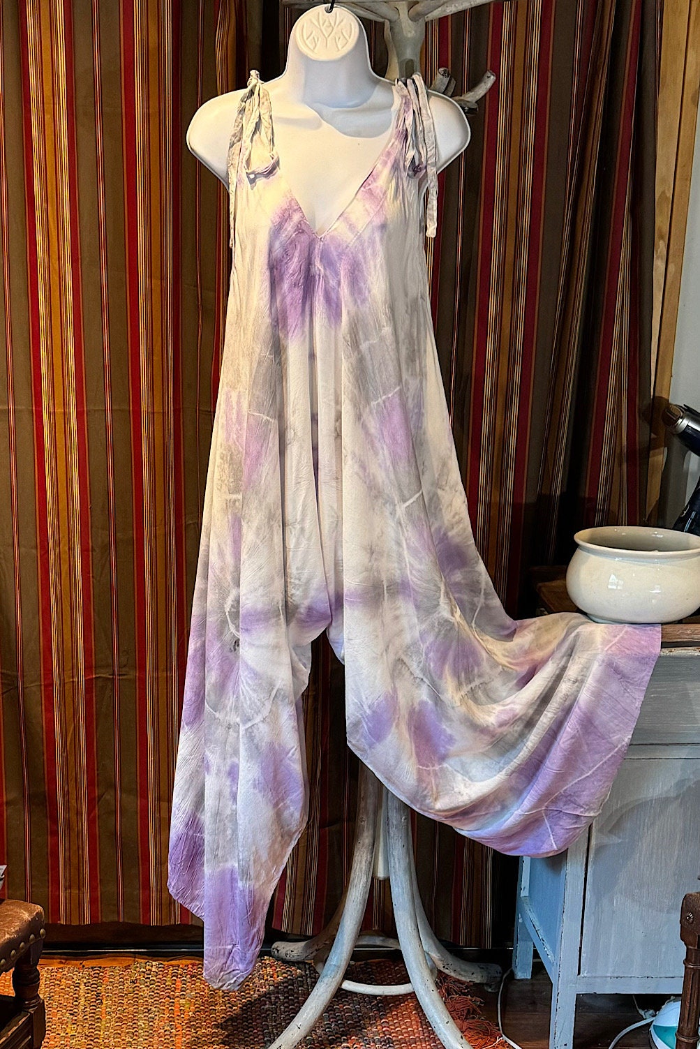 Boho Tie Dye Jumpsuit, Bohemian Clothing, Boho jumpsuit Harem Pants, Loose Yoga Festival Pants, Wide Leg Women Festival Pants, Hippie Pants