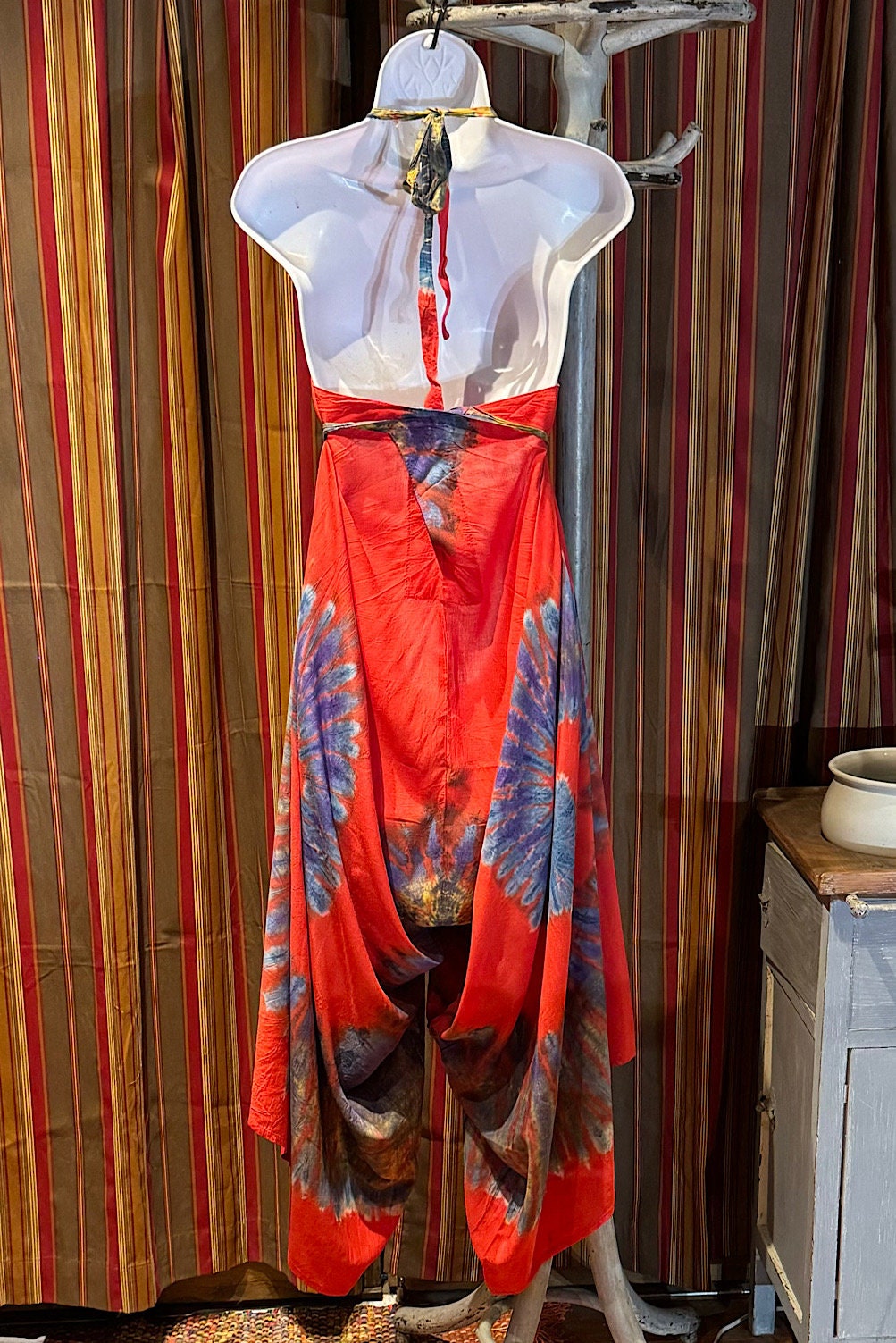 Boho Tie Dye Jumpsuit, Bohemian Clothing, Boho jumpsuit Harem Pants, Loose Yoga Festival Pants, Wide Leg Women Festival Pants, Hippie Pants