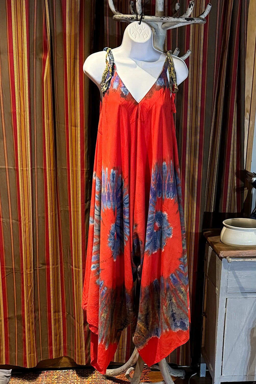 Boho Tie Dye Jumpsuit, Bohemian Clothing, Boho jumpsuit Harem Pants, Loose Yoga Festival Pants, Wide Leg Women Festival Pants, Hippie Pants
