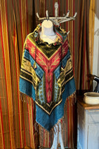 Festival Hooded Poncho: Unisex Boho Woven Wool Blend