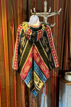 Festival Hooded Poncho: Unisex Boho Woven Wool Blend