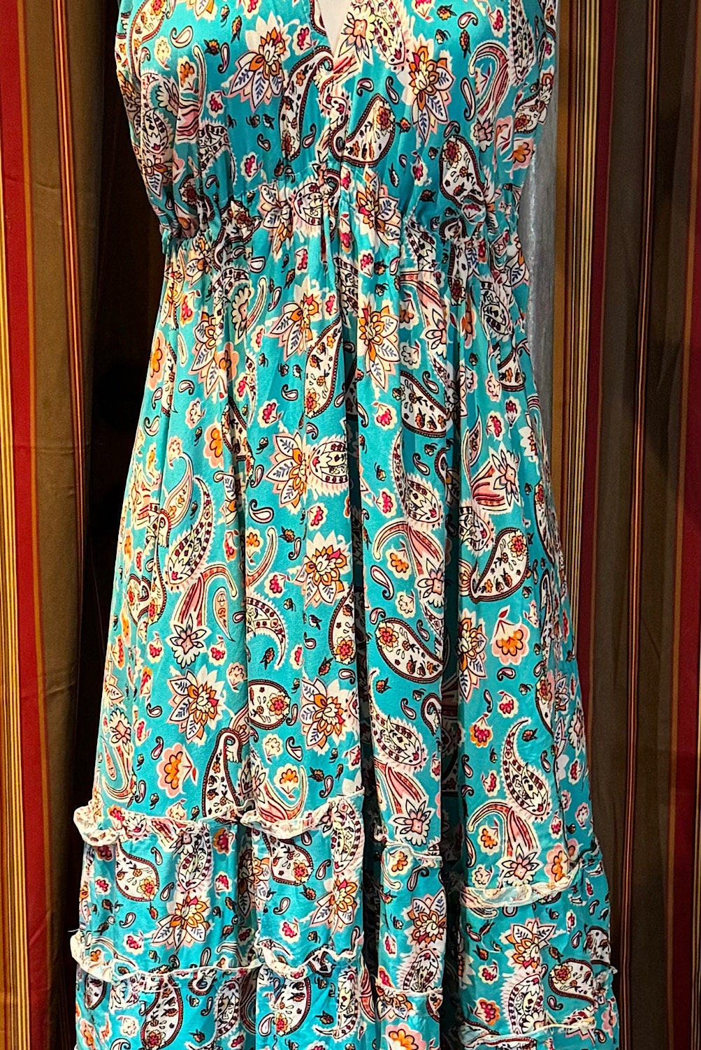 Boho Long Ruffle Dress, Hippie Dress, Open back Dress, Bohemian Festival Ethnic Dress, Boho Dress, Beach Halter Ruffle Boho Gypsy Dress