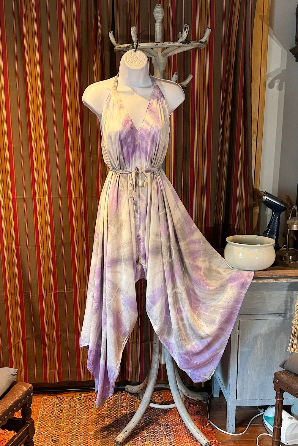 Boho Tie Dye Jumpsuit, Bohemian Clothing, Boho jumpsuit Harem Pants, Loose Yoga Festival Pants, Wide Leg Women Festival Pants, Hippie Pants