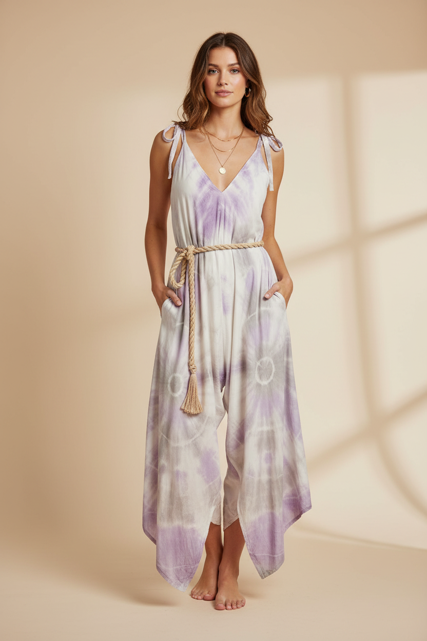 Boho Tie Dye Jumpsuit, Bohemian Clothing, Boho jumpsuit Harem Pants, Loose Yoga  Festival Pants, Wide Leg Women Festival Pants, Hippie Pants