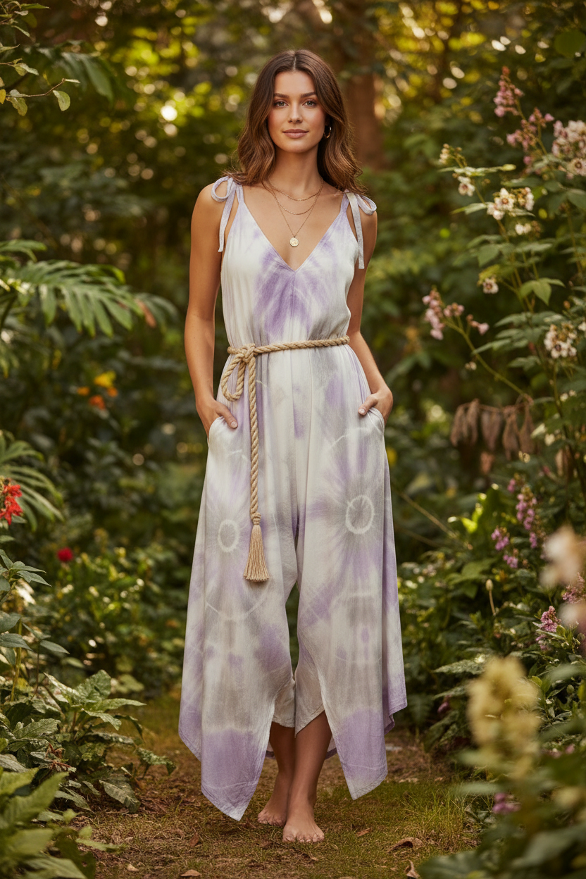 Boho Tie Dye Jumpsuit, Bohemian Clothing, Boho jumpsuit Harem Pants, Loose Yoga  Festival Pants, Wide Leg Women Festival Pants, Hippie Pants