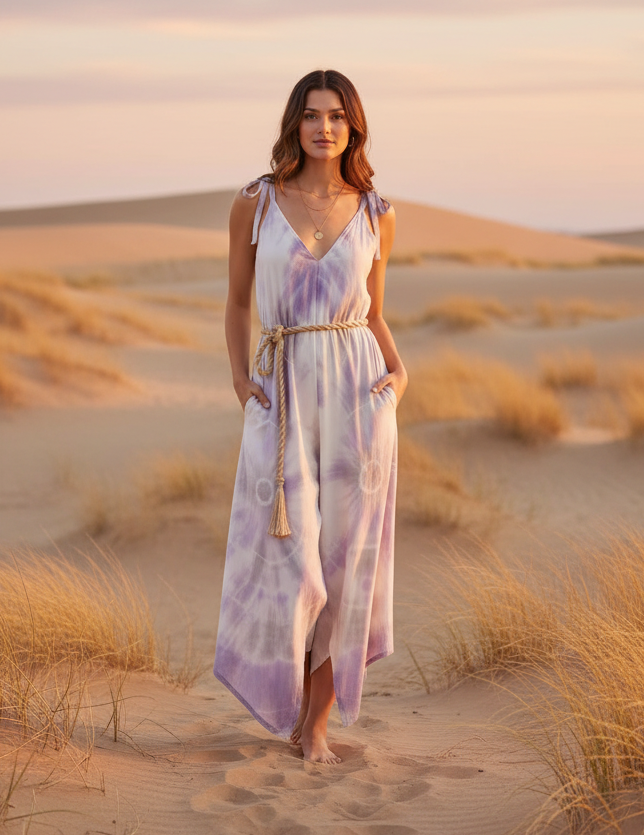 Boho Tie Dye Jumpsuit, Bohemian Clothing, Boho jumpsuit Harem Pants, Loose Yoga  Festival Pants, Wide Leg Women Festival Pants, Hippie Pants