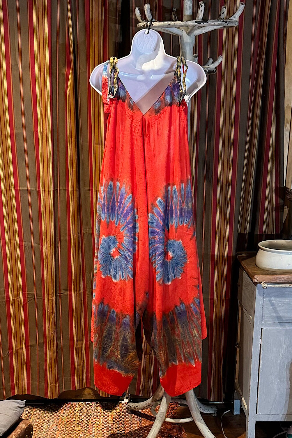 Boho Tie Dye Jumpsuit, Bohemian Clothing, Boho jumpsuit Harem Pants, Loose Yoga Festival Pants, Wide Leg Women Festival Pants, Hippie Pants