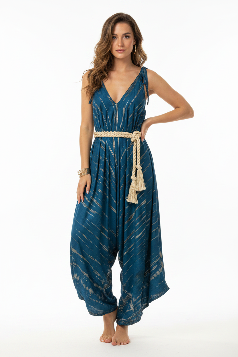 Boho Tie Dye Jumpsuit, Bohemian Clothing, Boho jumpsuit Harem Pants, Loose Yoga  Festival Pants, Wide Leg Women Festival Pants, Hippie Pants