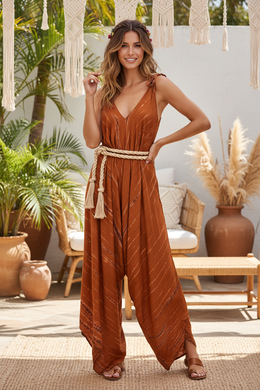 Boho Tie Dye Jumpsuit, Bohemian Clothing, Boho jumpsuit Harem Pants, Loose Yoga  Festival Pants, Wide Leg Women Festival Pants, Hippie Pants