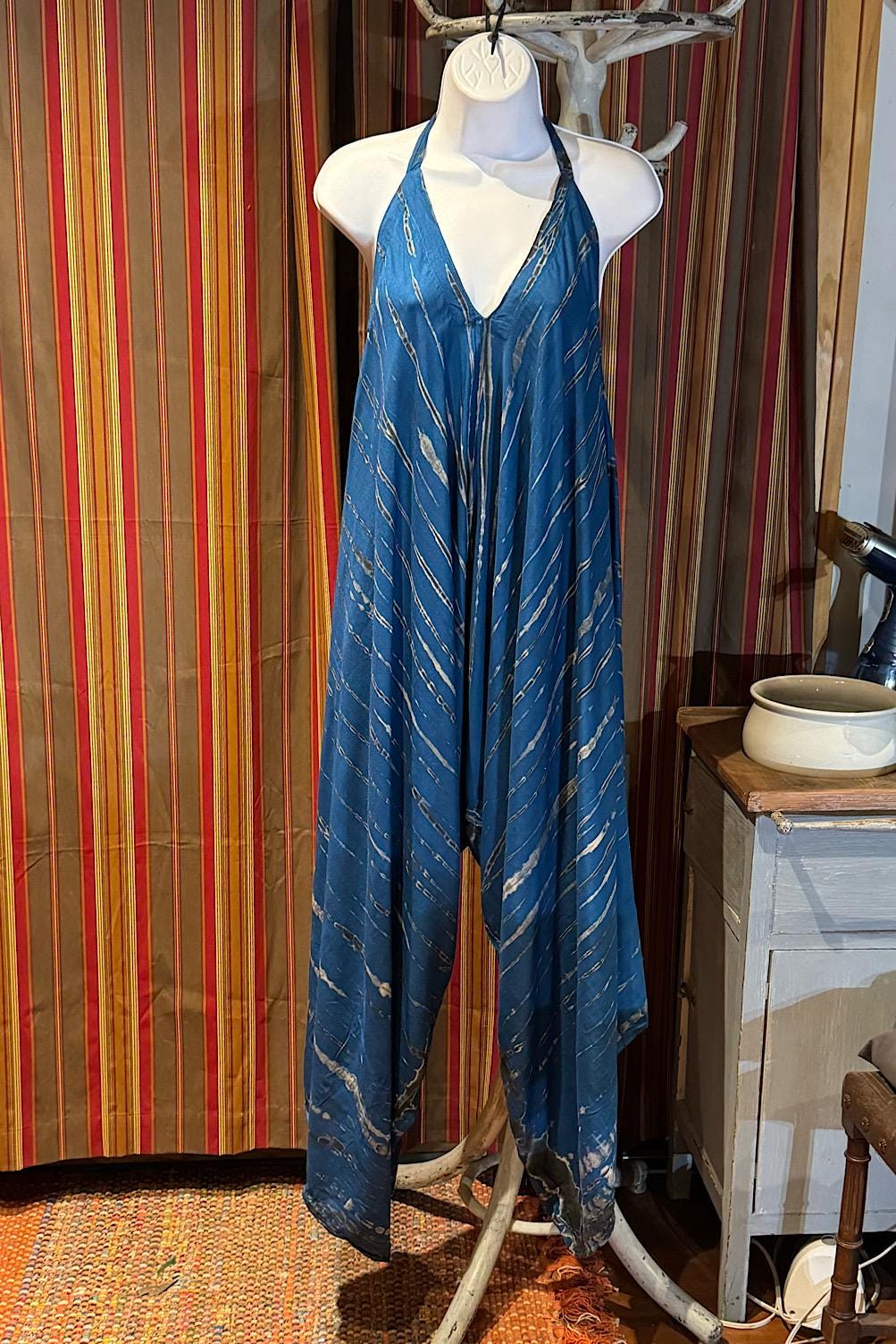 Boho Tie Dye Jumpsuit, Bohemian Clothing, Boho jumpsuit Harem Pants, Loose Yoga Festival Pants, Wide Leg Women Festival Pants, Hippie Pants