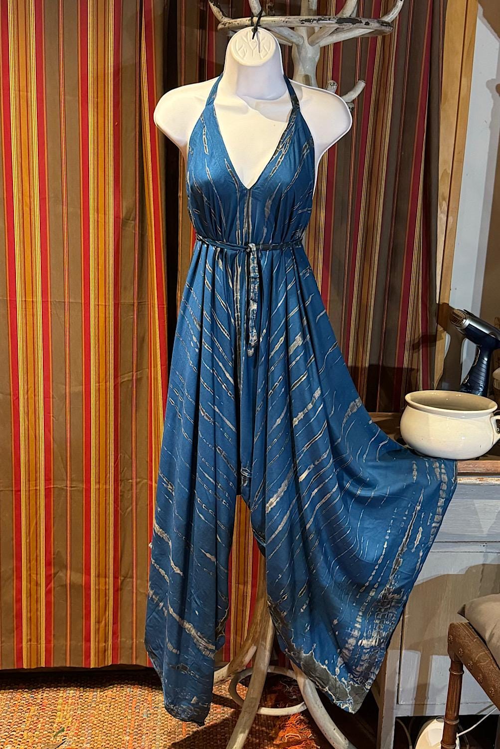 Boho Tie Dye Jumpsuit, Bohemian Clothing, Boho jumpsuit Harem Pants, Loose Yoga Festival Pants, Wide Leg Women Festival Pants, Hippie Pants