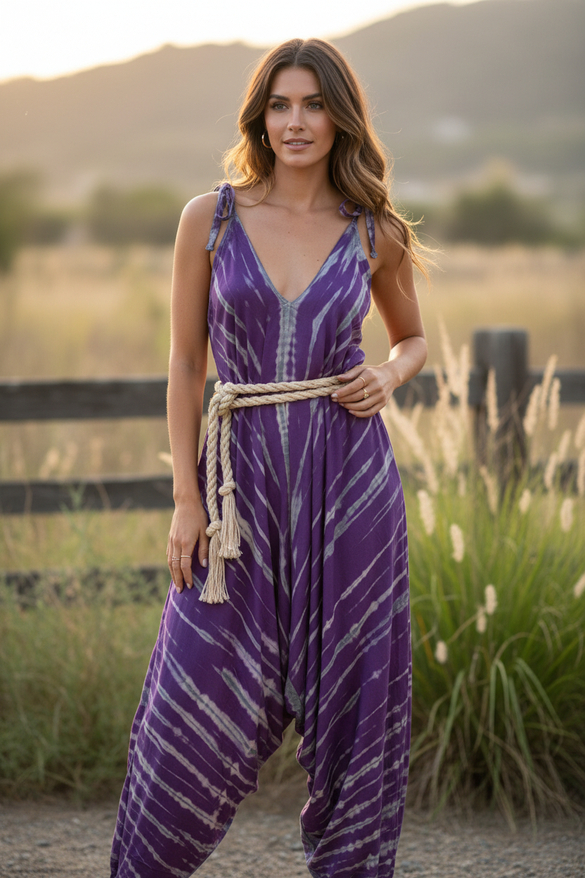Boho Tie Dye Jumpsuit, Bohemian Clothing, Boho jumpsuit Harem Pants, Loose Yoga  Festival Pants, Wide Leg Women Festival Pants, Hippie Pants