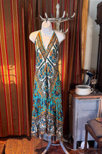 Boho Ruffle Long Dress, Hippie Dress, Open back Dress, Bohemian Festival Ethnic Dress, Boho Dress, Beach Halter Gypsy Ruffle Dress