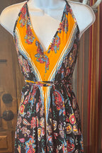 Boho Long Ruffle Dress, Hippie Dress, Open back Dress, Bohemian Festival Ethnic Dress, Boho Dress, Beach Halter Ruffle Boho Gypsy Dress
