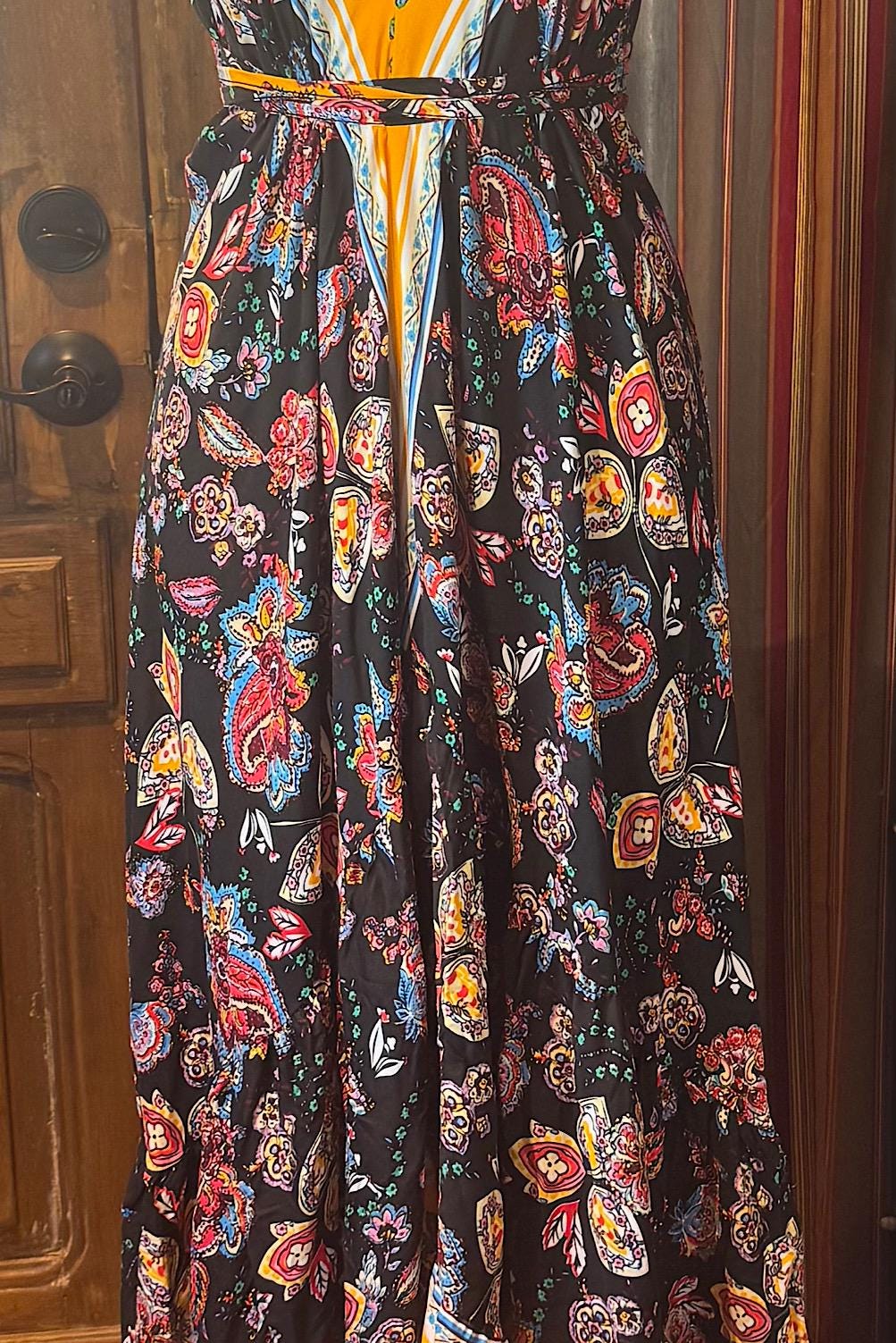 Boho Long Ruffle Dress, Hippie Dress, Open back Dress, Bohemian Festival Ethnic Dress, Boho Dress, Beach Halter Ruffle Boho Gypsy Dress