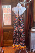 Boho Long Ruffle Dress, Hippie Dress, Open back Dress, Bohemian Festival Ethnic Dress, Boho Dress, Beach Halter Ruffle Boho Gypsy Dress