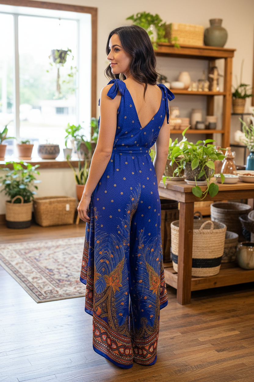 Boho Rayon Jumpsuit: Harem Yoga Festival Pants