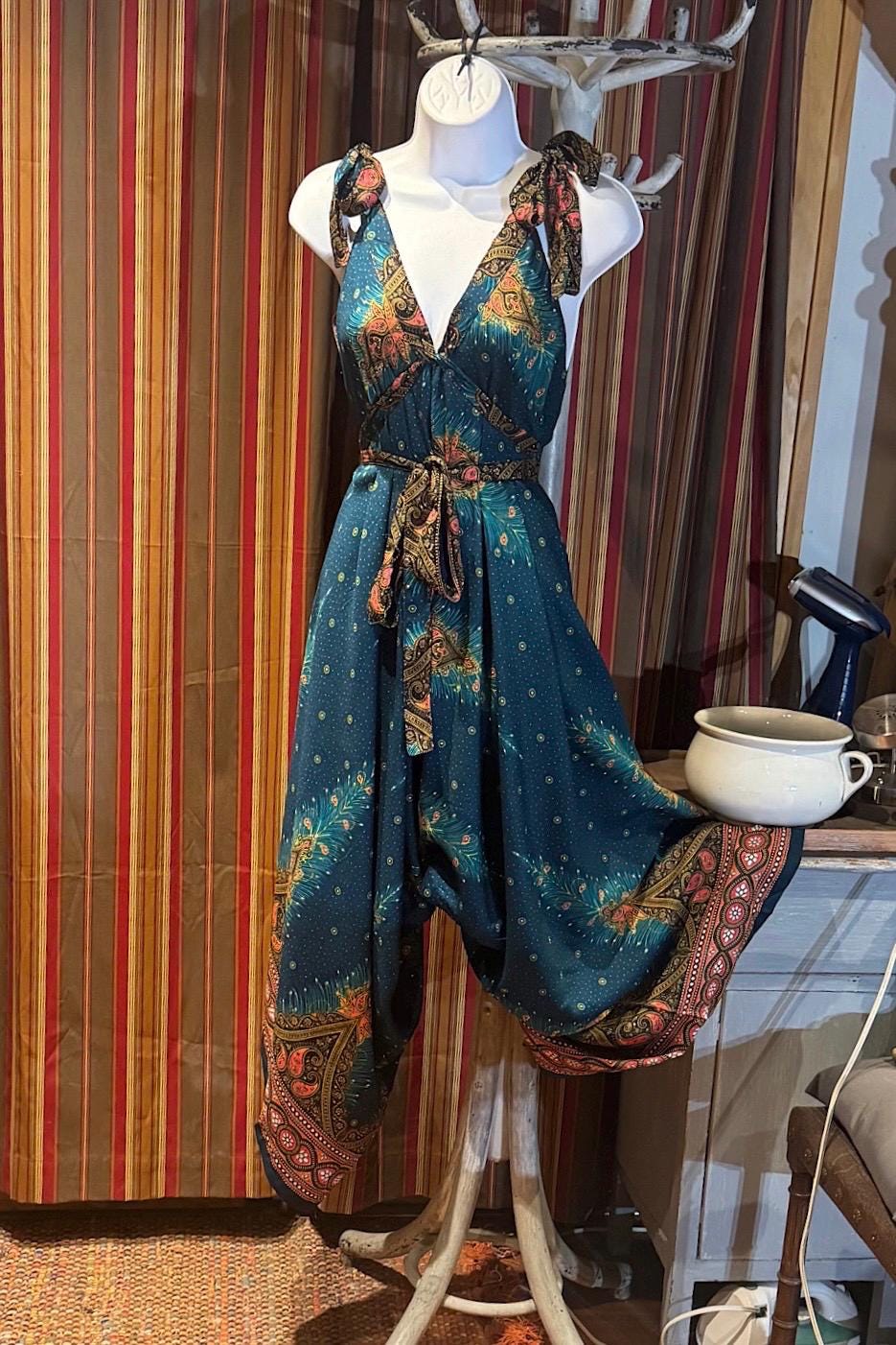 Boho Jumpsuit, Bohemian Clothing, Boho jumpsuit Harem Pants, Loose Yoga Festival Pants, Wide Leg Women Festival Pants, Hippie Summer Romper