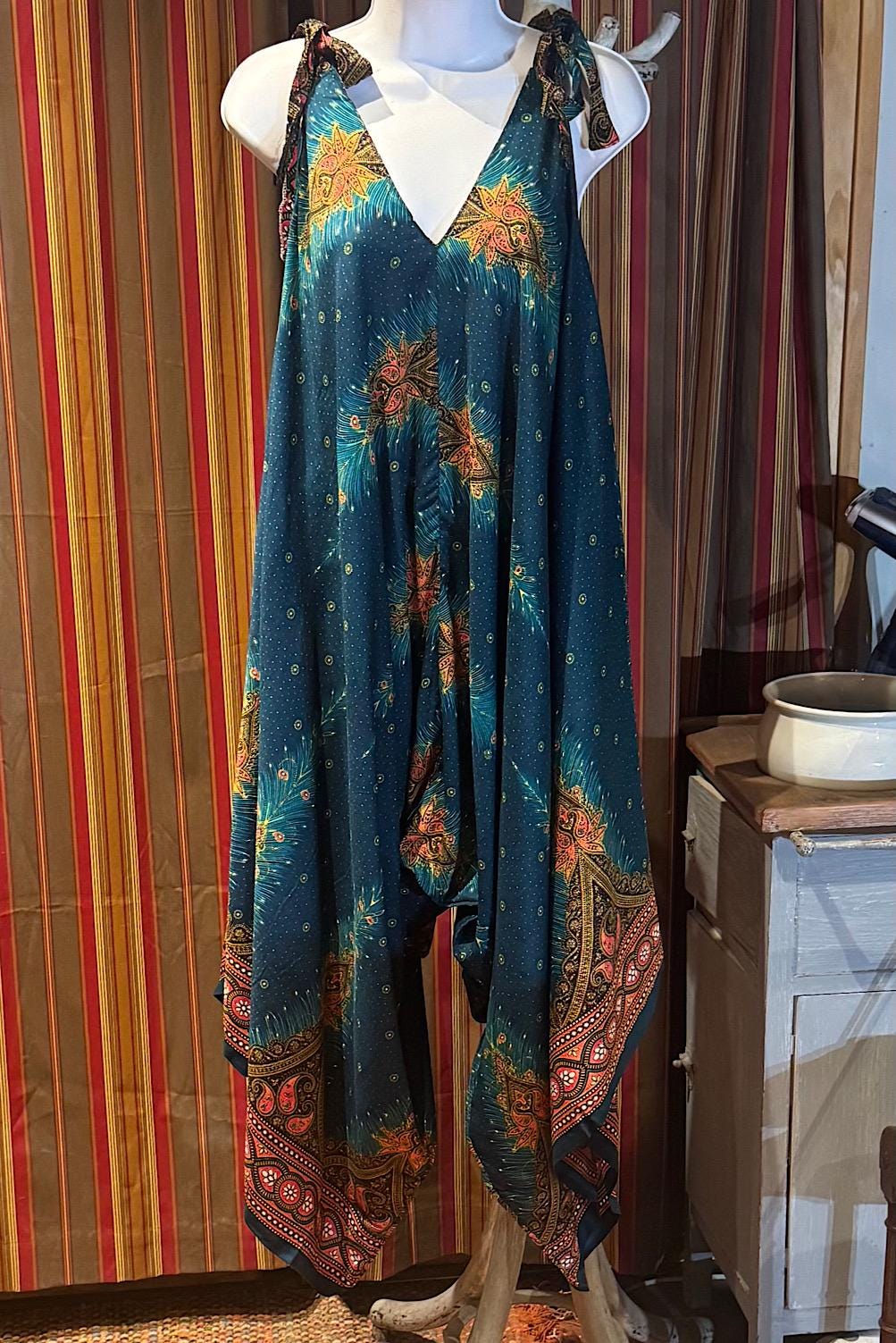 Boho Jumpsuit, Bohemian Clothing, Boho jumpsuit Harem Pants, Loose Yoga Festival Pants, Wide Leg Women Festival Pants, Hippie Summer Romper