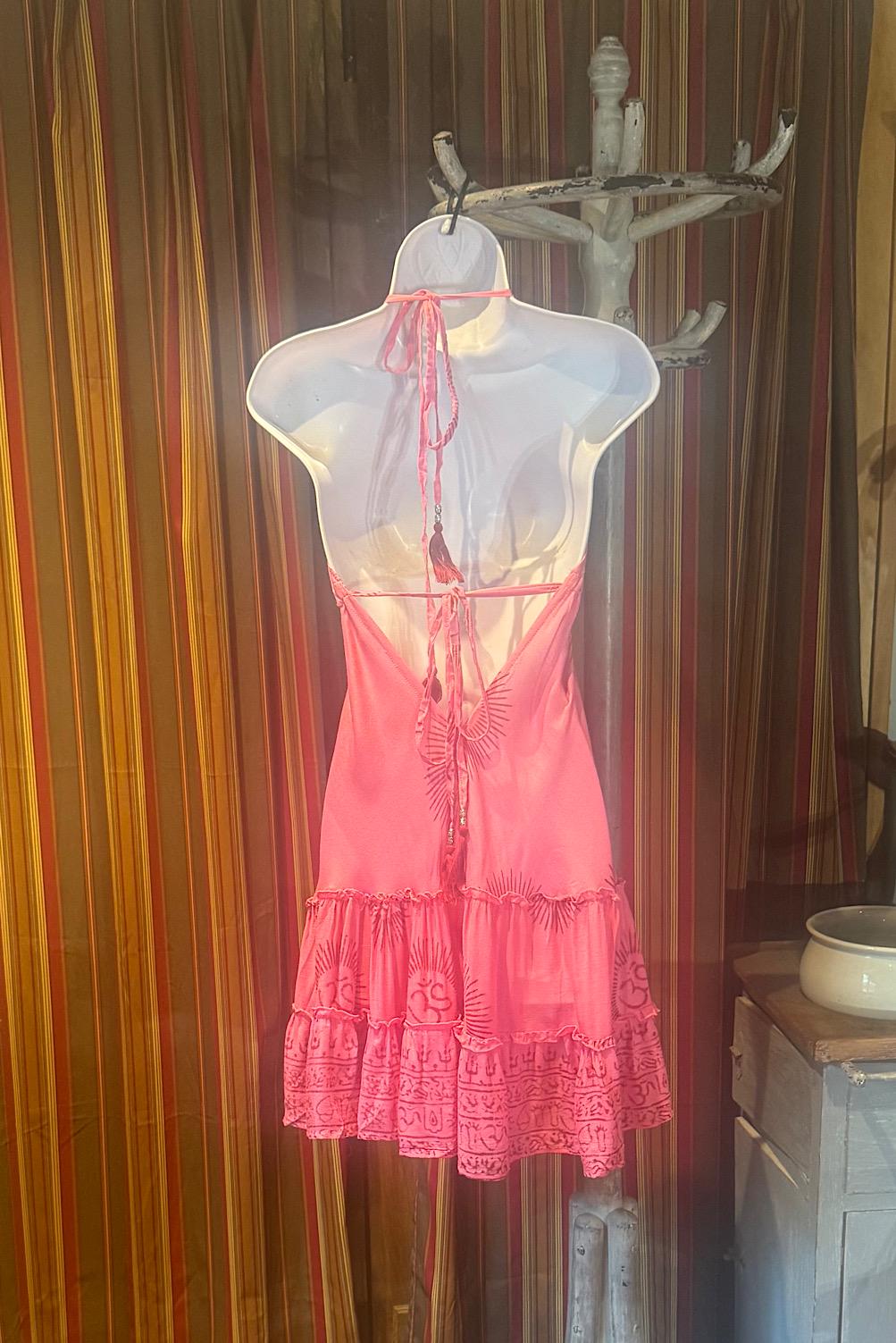 Boho Short Ruffle Dress, Hippie Dress, Open back Dress, Bohemian Festival Ethnic Dress, Boho Dress, Beach Halter Ruffle Boho Gypsy Dress