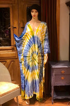 Kaftan Tie Dye Dress, Boho Kaftan kimono Dress, Hippie Kaftan Dress, Bohemian Festival Ethnic Kaftan, Boho Gypsy Dress, Beach Kimono Dress