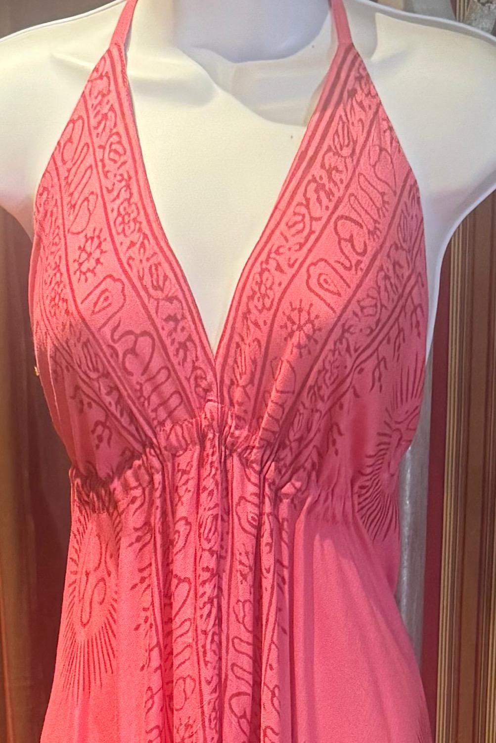 Boho Long Ruffle Dress, Hippie Dress, Open back Dress, Bohemian Festival Ethnic Dress, Boho Dress, Beach Halter Ruffle Boho Gypsy Dress