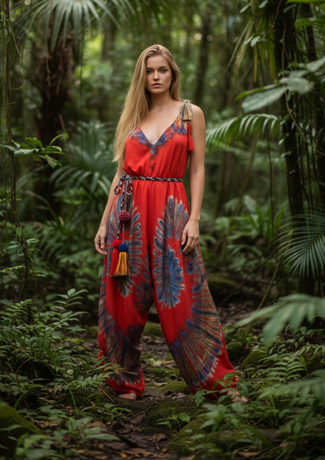 Boho Tie Dye Jumpsuit, Bohemian Clothing, Boho jumpsuit Harem Pants, Loose Yoga  Festival Pants, Wide Leg Women Festival Pants, Hippie Pants