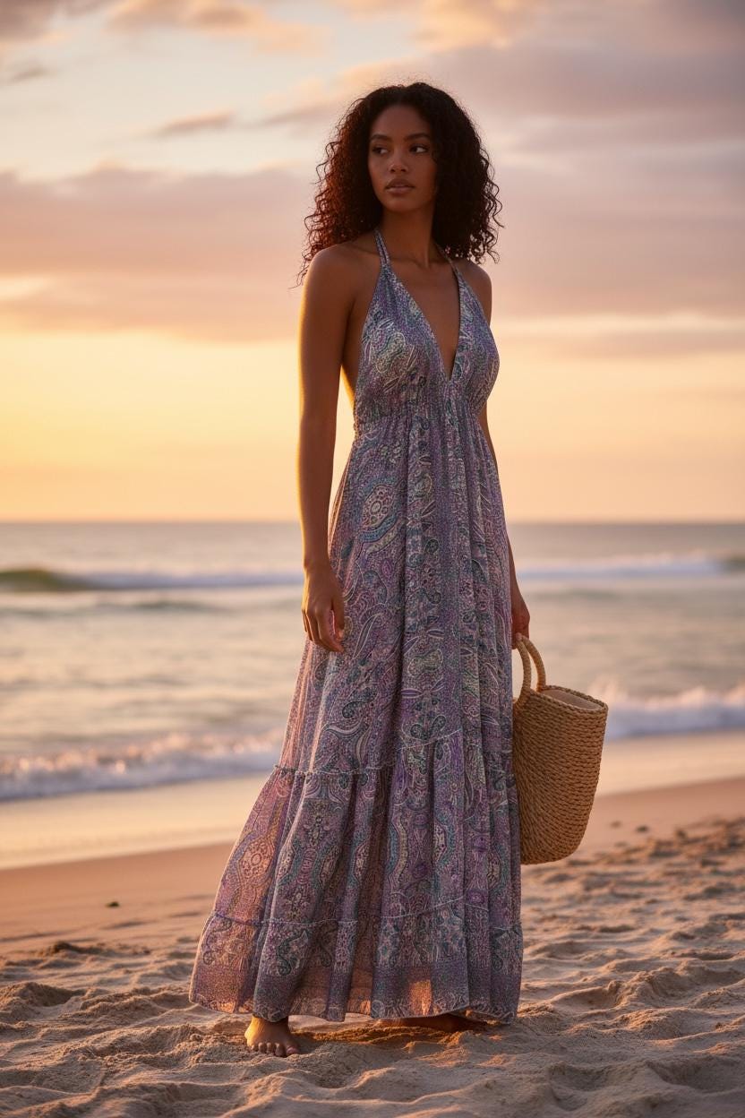 Boho Silk Dress Vintage Maxi Boho Ruffle Dress, Hippie Bohemian Dress, Gypsy Boho Dress Festival Dress, Recycled Ethnic Beach Sari Dress