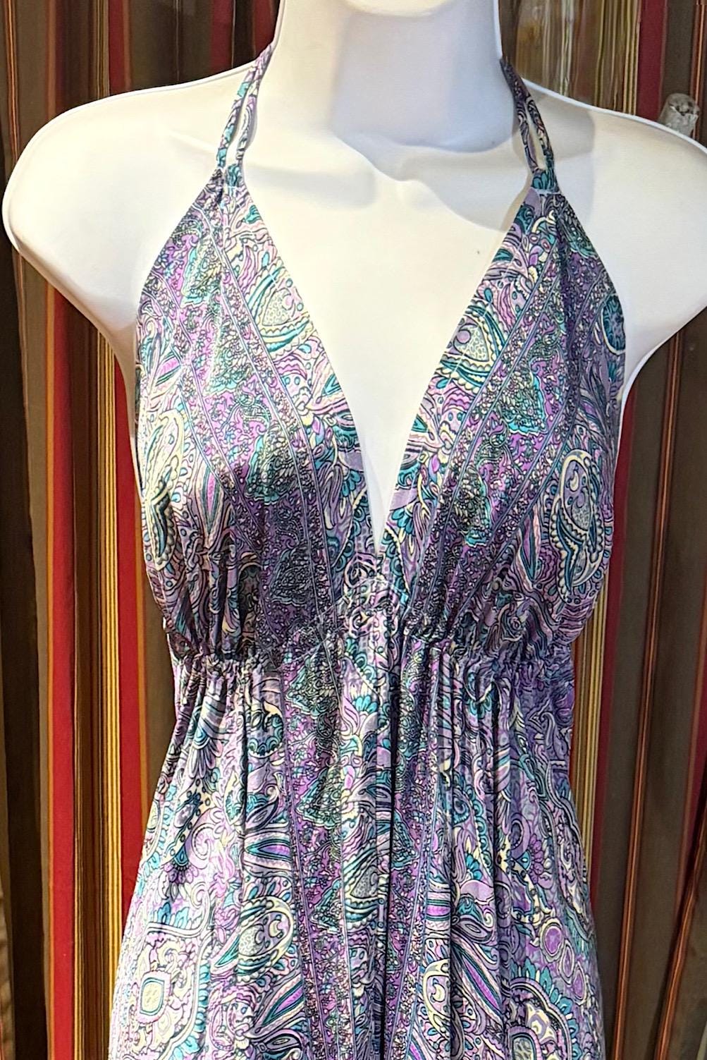 Boho Silk Dress Vintage Maxi Boho Ruffle Dress, Hippie Bohemian Dress, Gypsy Boho Dress Festival Dress, Recycled Ethnic Beach Sari Dress