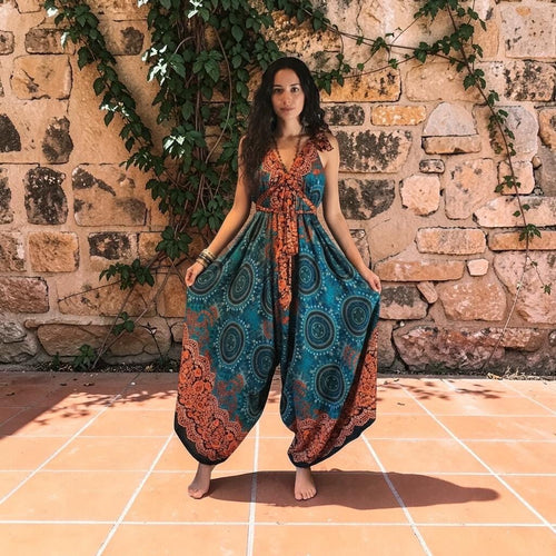 Boho Jumpsuit, Bohemian Clothing, Boho jumpsuit Harem Pants, Loose Yoga Festival Pants, Wide Leg Women Festival Pants, Hippie Summer Romper