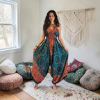 Boho Jumpsuit, Bohemian Clothing, Boho jumpsuit Harem Pants, Loose Yoga Festival Pants, Wide Leg Women Festival Pants, Hippie Summer Romper