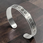 Stainless SteelStar Of David Cuf Bracelet, Support Israel Kabbalah Magen David Jewish Cuf Bracelet, Spiritual Jewish Cuf