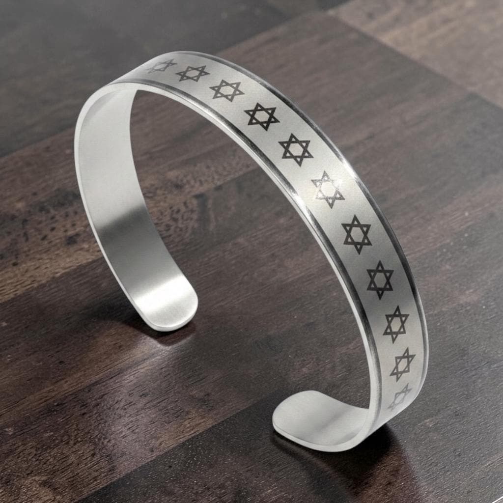 Stainless SteelStar Of David Cuf Bracelet, Support Israel Kabbalah Magen David Jewish Cuf Bracelet, Spiritual Jewish Cuf