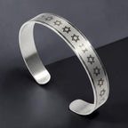 Stainless SteelStar Of David Cuf Bracelet, Support Israel Kabbalah Magen David Jewish Cuf Bracelet, Spiritual Jewish Cuf