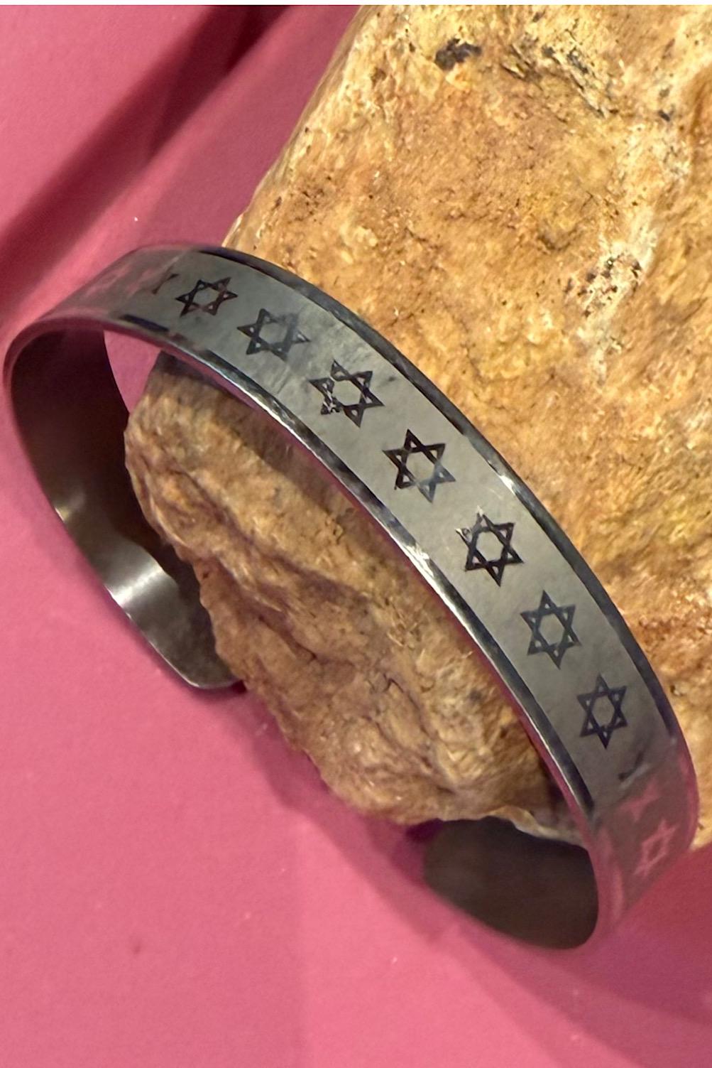 Stainless SteelStar Of David Cuf Bracelet, Support Israel Kabbalah Magen David Jewish Cuf Bracelet, Spiritual Jewish Cuf